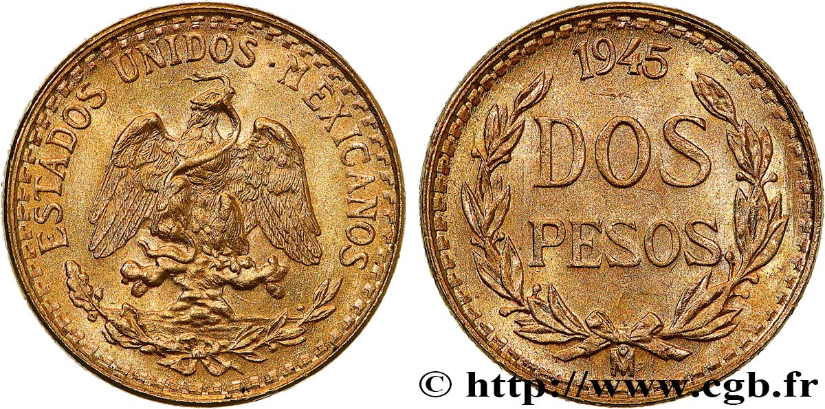 MEXICO 2 Pesos 1945 Mexico MS 