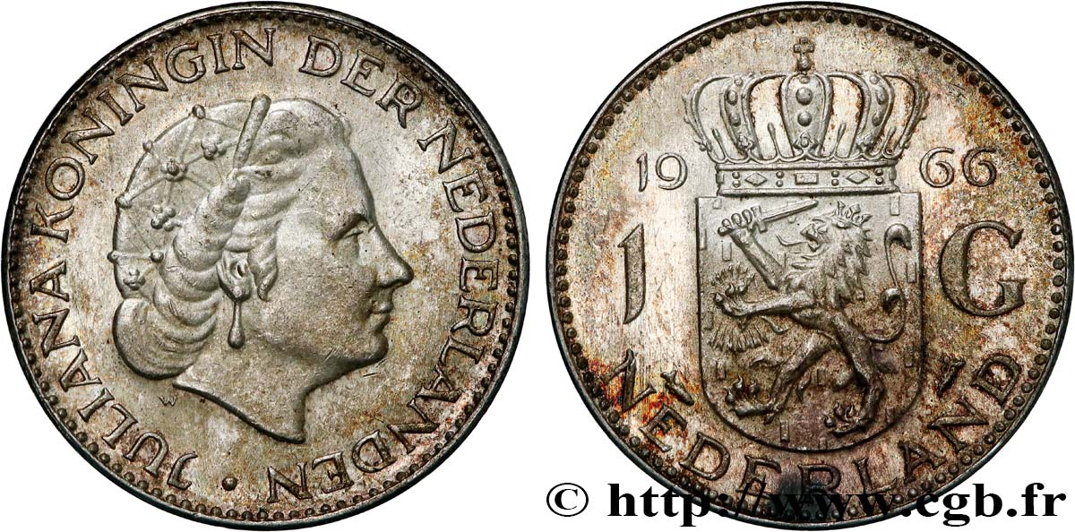 NIEDERLANDE 1 Gulden Juliana 1966 Utrecht VZ
