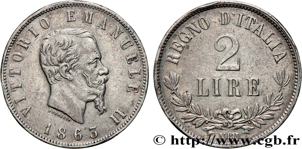 ITALIE - ROYAUME D ITALIE - VICTOR-EMMANUEL II 2 Lire 1863 Naples TTB 