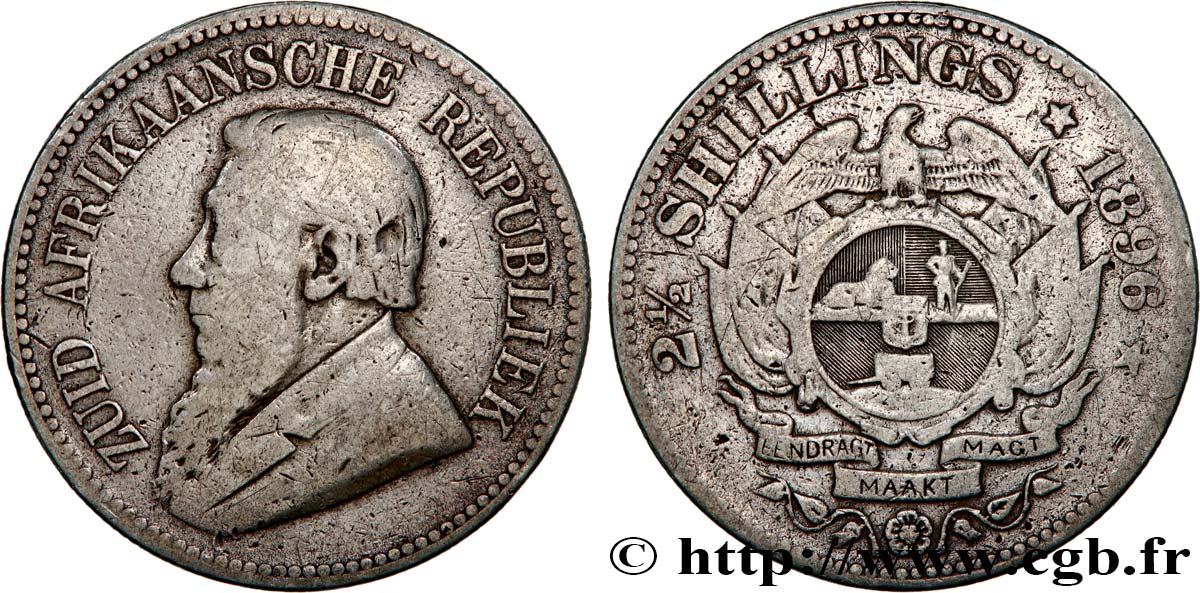 SüDAFRIKA 2 1/2 Shillings président Kruger 1896  S 