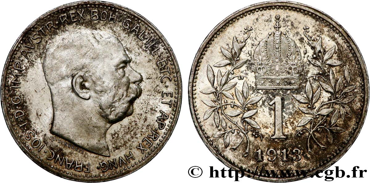 ÖSTERREICH 1 Corona François-Joseph 1913 fVZ