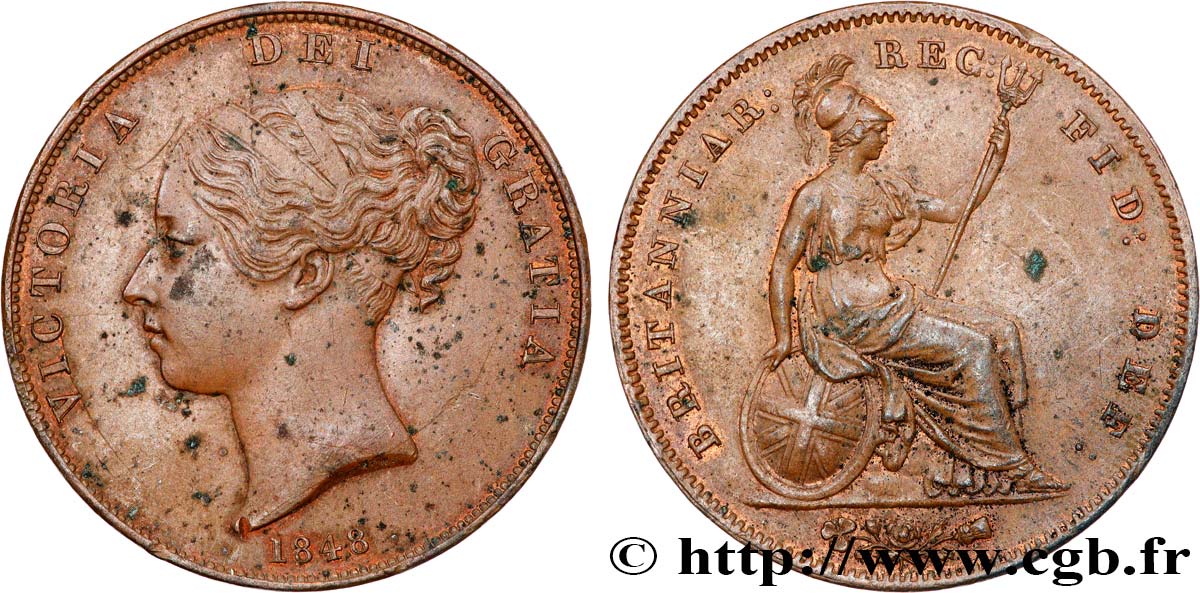 UNITED KINGDOM 1 Penny Victoria “tête jeune” 1848  AU 