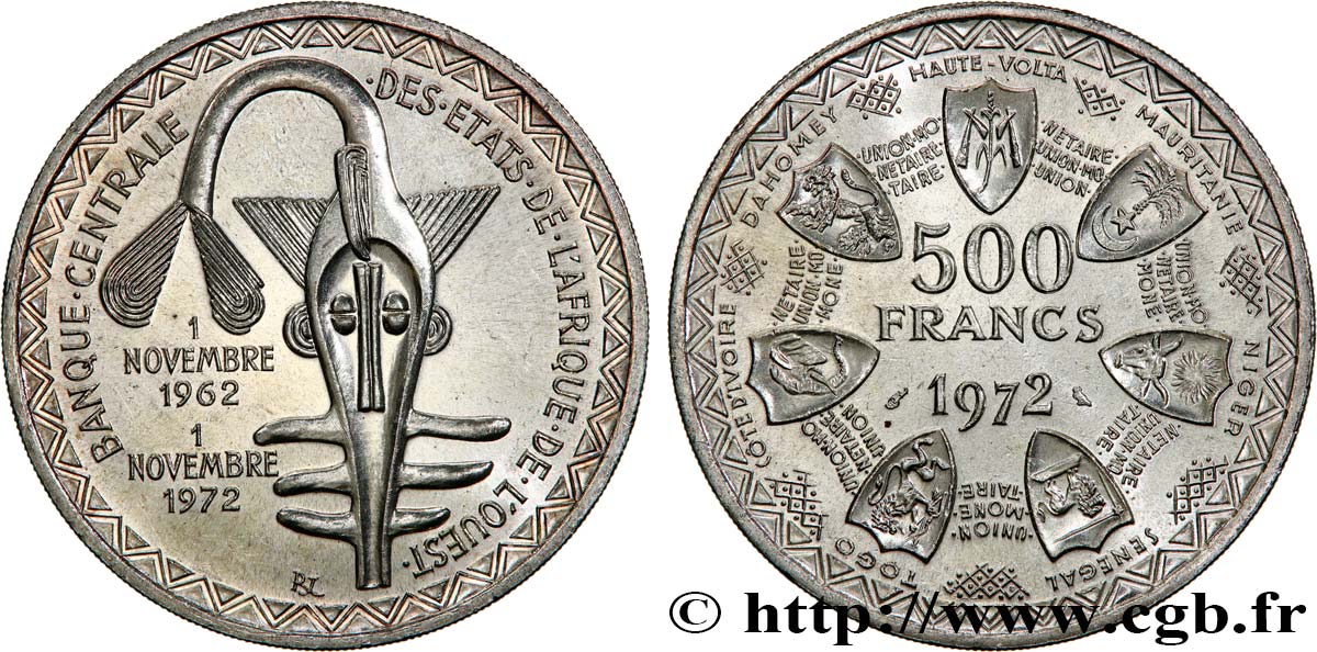 ÉTATS DE L AFRIQUE DE L OUEST (BCEAO) 500 Francs BCEAO 1972 Paris SPL
