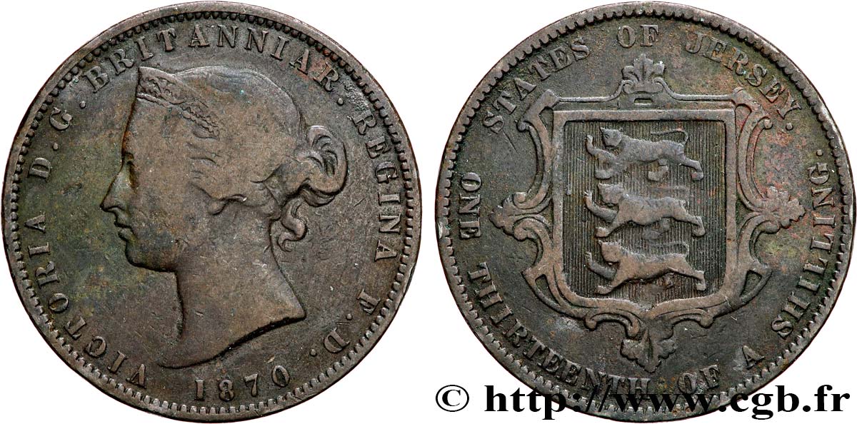 JERSEY 1/13 Shilling Victoria 1870 q.BB