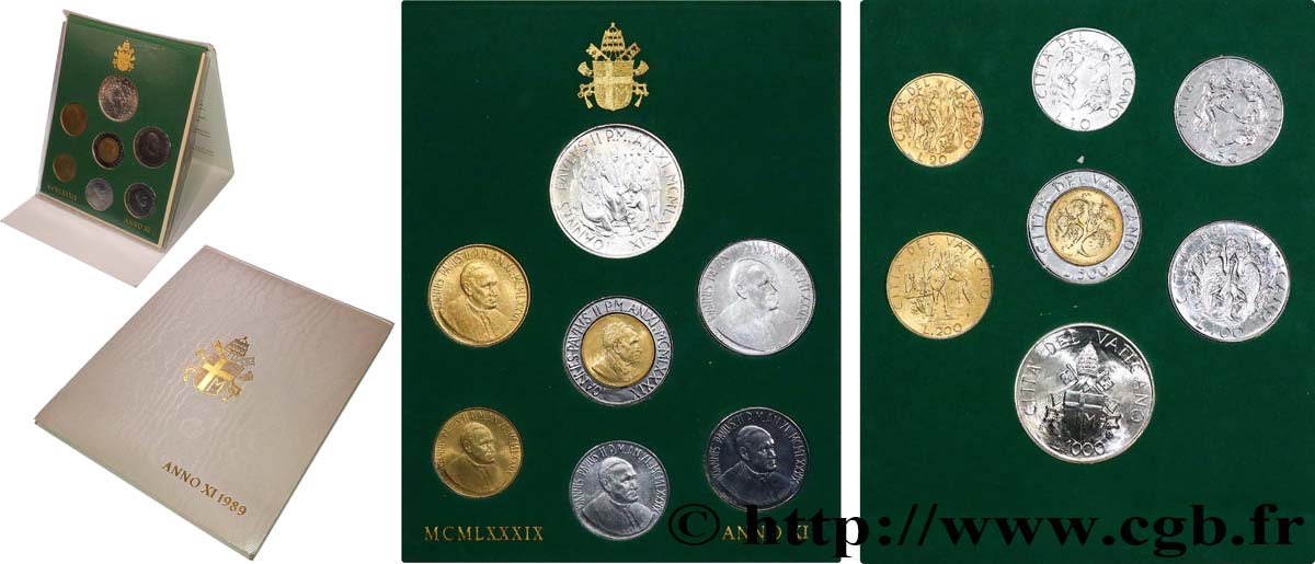 VATICAN AND PAPAL STATES Série 7 monnaies Jean-Paul II an XI 1989 Rome MS 