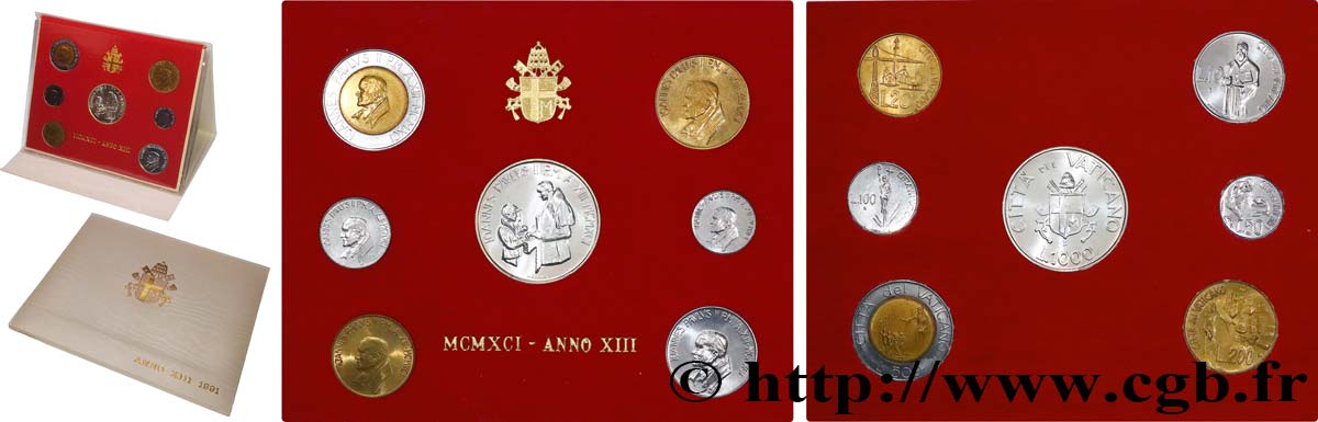 VATICAN AND PAPAL STATES Série 7 monnaies Jean-Paul II an XIII 1991 Rome MS 