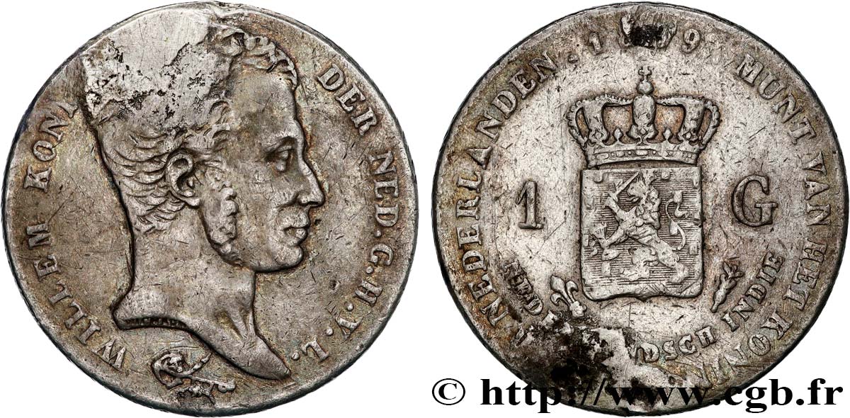 INDIE OLANDESI 1 Gulden Guillaume I 1839 Utrecht BB