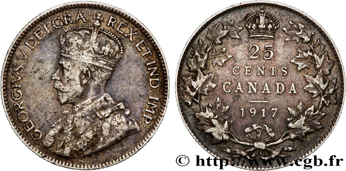 CANADA 25 Cents Georges V 1917 q.BB