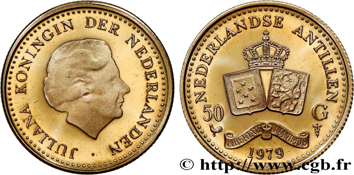 ANTILLES NÉERLANDAISES 50 Gulden Proof Alliance Royale 1979  SPL 