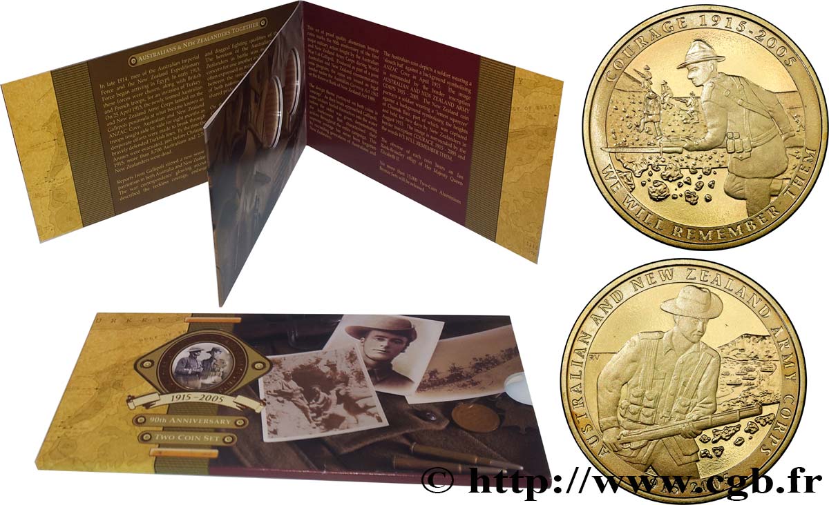 NOUVELLE-ZÉLANDE Deux monnaies de 1 Dollar proof 2005 Mayer Mint FDC 