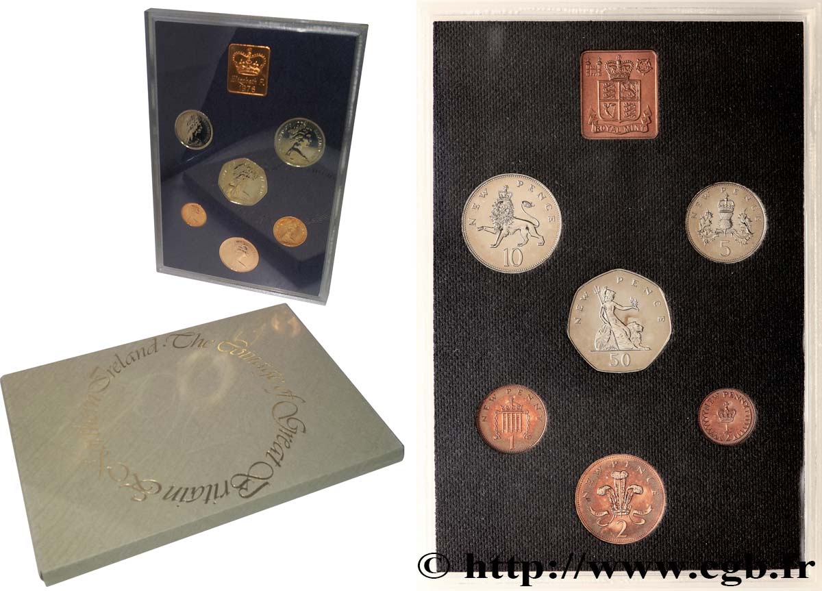 ROYAUME-UNI Série FDC 6 monnaies + 1 jeton 1976  FDC 