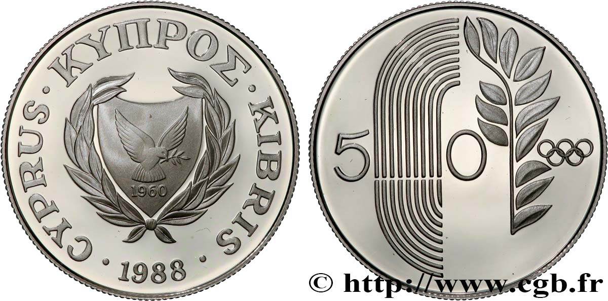 CHYPRE 50 Cents Proof Jeux Olympiques de Séoul 1988  FDC 
