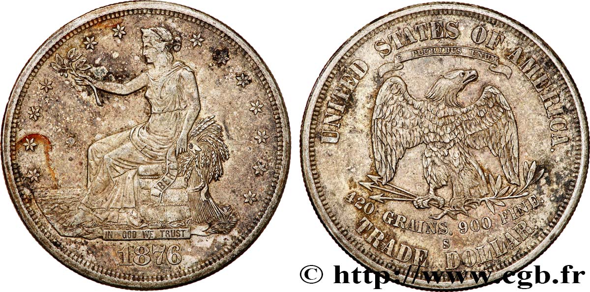ÉTATS-UNIS D AMÉRIQUE 1 Dollar type “trade Dollar” 1876 San Francisco TTB+ 