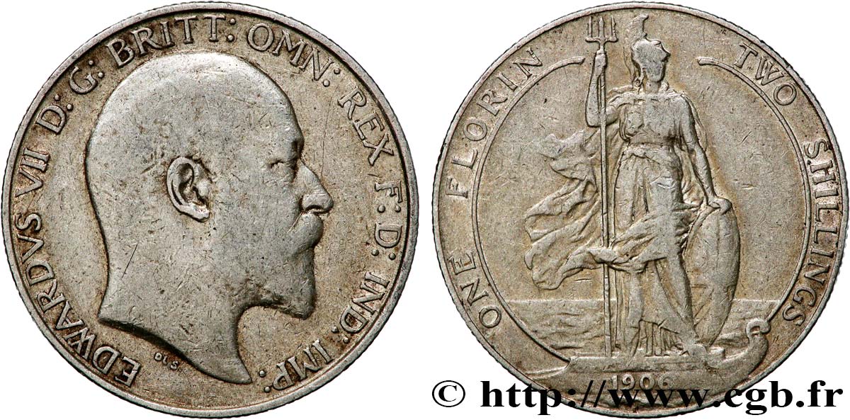 ROYAUME-UNI 1 Florin Edouard VII 1906 TB+