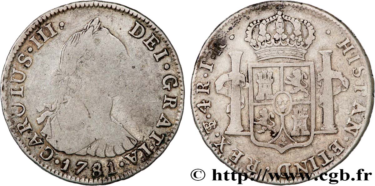 ESPAGNE 4 Reales Charles III 1781 Potosi TB
