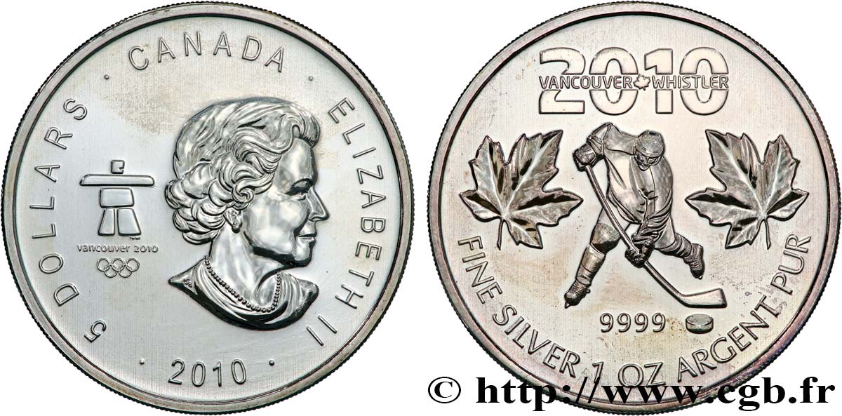 CANADA 5 Dollars Proof Jeux Olympiques d’hiver de vancouver 2010  MS 