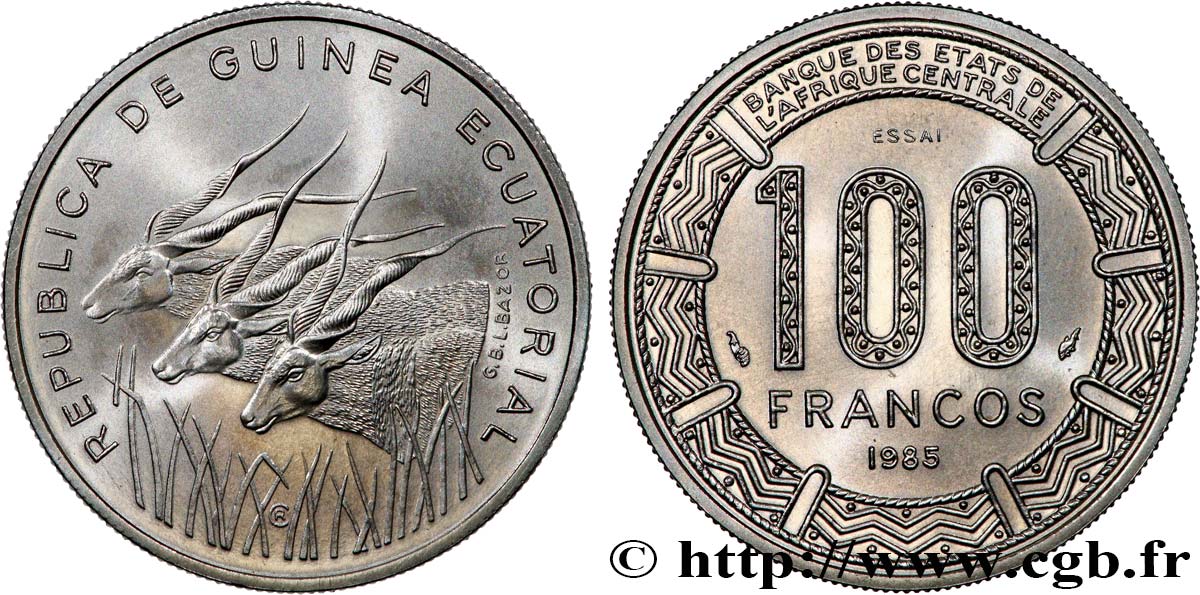 GUINEA ECUATORIAL Essai de 100 Francos BEAC 1985 Paris SC 