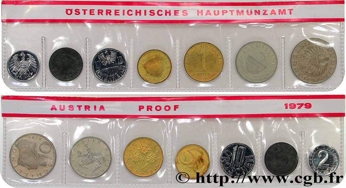 ÖSTERREICH Série Proof 7 Monnaies 1979 Vienne ST 
