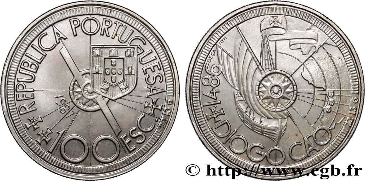 PORTUGAL 100 Escudos Diogo Cao et l’exploration des côtes africaines en 1486 1987 SC