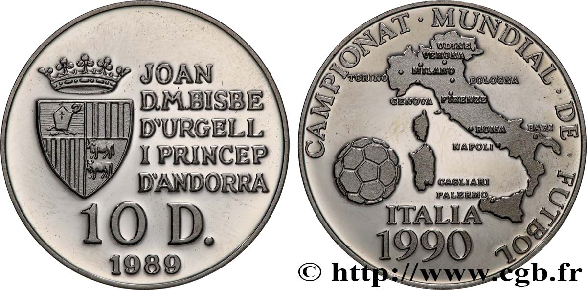 ANDORRA (PRINCIPALITY) 10 Diners Proof Coupe du Monde 1990 1989  MS 