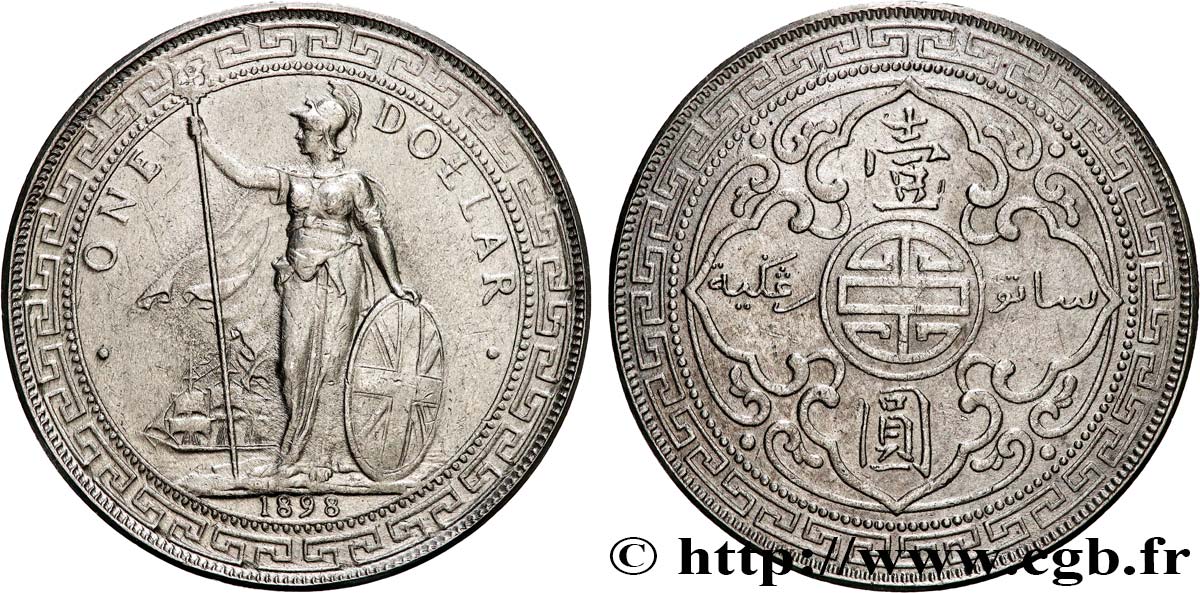 ROYAUME-UNI 1 Dollar Britannia 1898 Bombay TB+ 