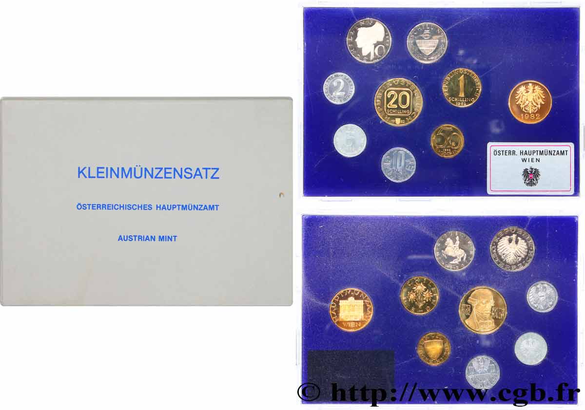 AUSTRIA Série Proof 8 Monnaies 1982 Vienne FDC 