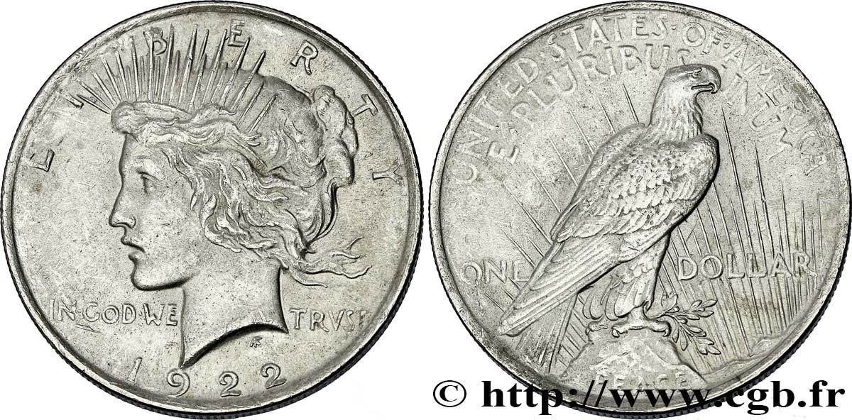 ÉTATS-UNIS D AMÉRIQUE 1 Dollar Peace 1922 Philadelphie TTB+ 