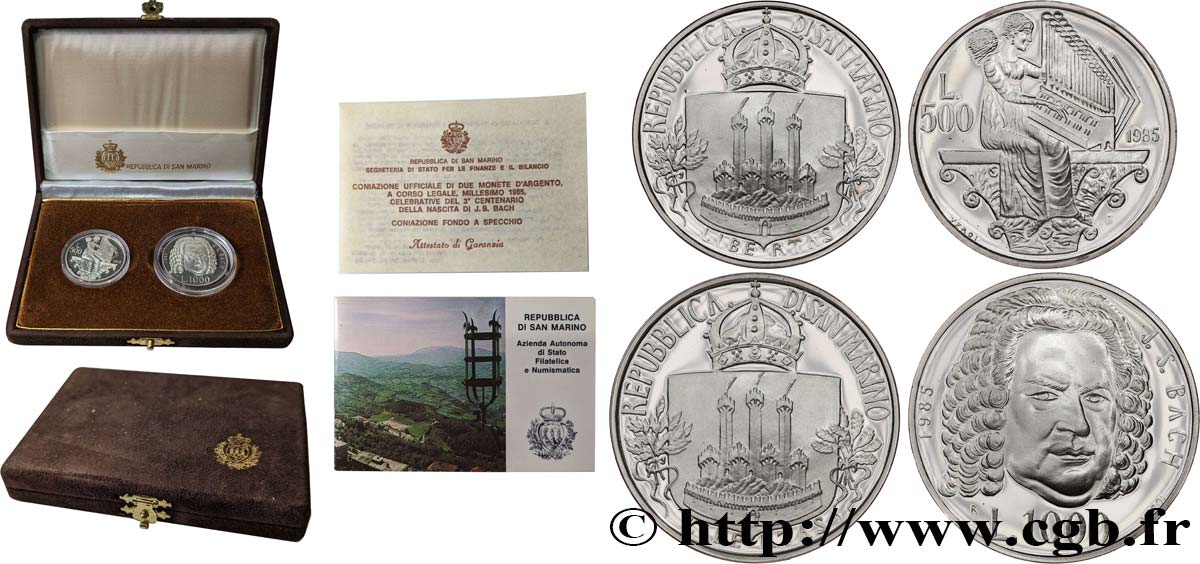 SAINT-MARIN Série PROOF 2 Monnaies 1985 Rome FDC 