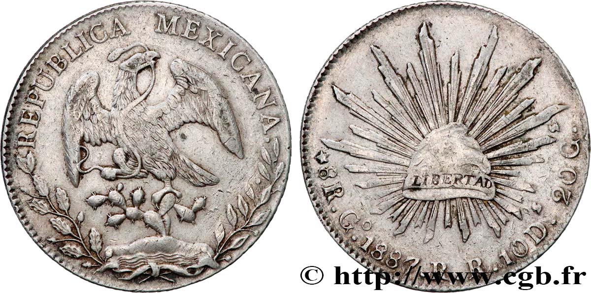 MEXICO 8 Reales 1887 Guanajuato XF 
