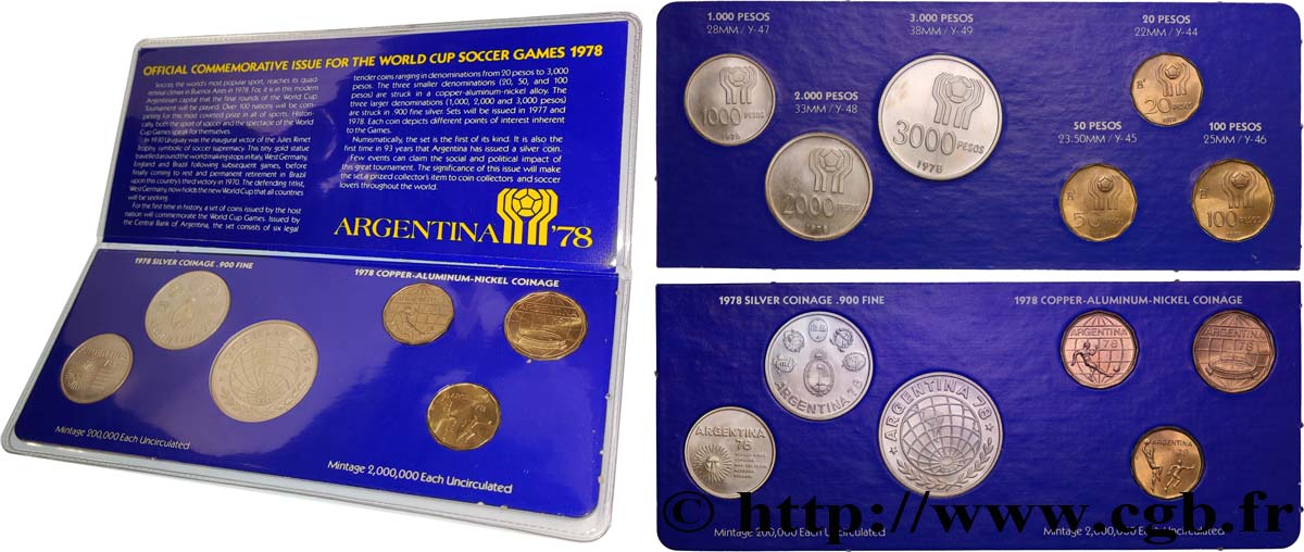 ARGENTINA Série 6 monnaies FDC - Coupe du monde de football 1978  MS 