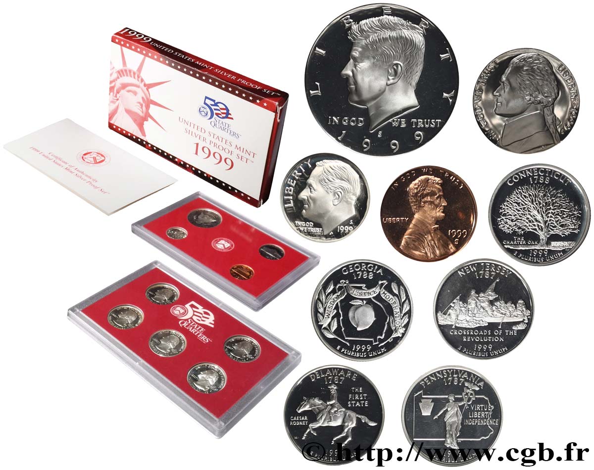UNITED STATES OF AMERICA Série Silver Proof Set 9 Monnaies 1999 San Francisco - S MS 