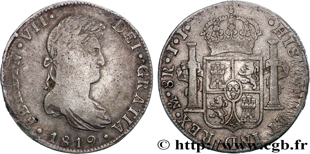 MEXIQUE 8 Reales Ferdinand VII 1819 Mexico TB+ 