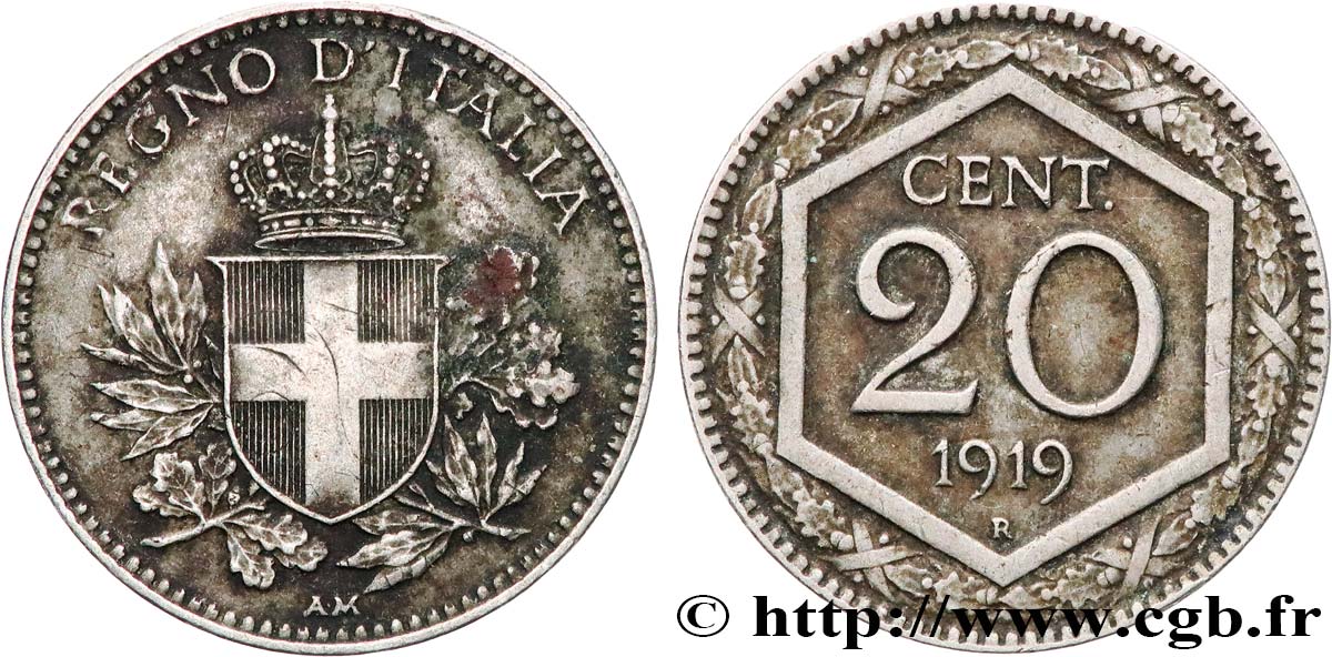 ITALIE 20 Centesimi écu 1919 Rome TTB