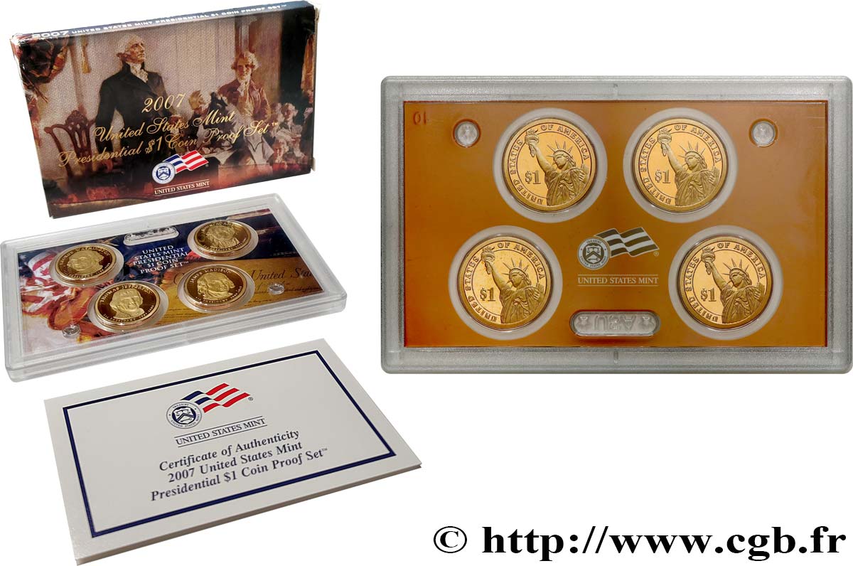 UNITED STATES OF AMERICA PRESIDENTIAL SET - PROOF SET - 4 monnaies 2007 S- San Francisco MS 