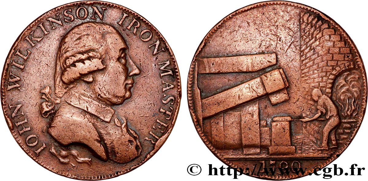 REINO UNIDO (TOKENS) 1/2 Penny John Wilkinson (Warwickshire) 1790  BC+ 