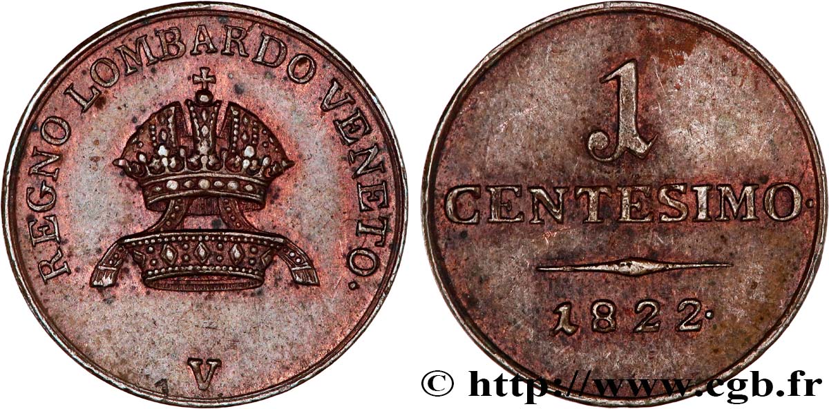 ITALY - LOMBARDY-VENETIA 1 Centesimo 1822 Milan - M AU 