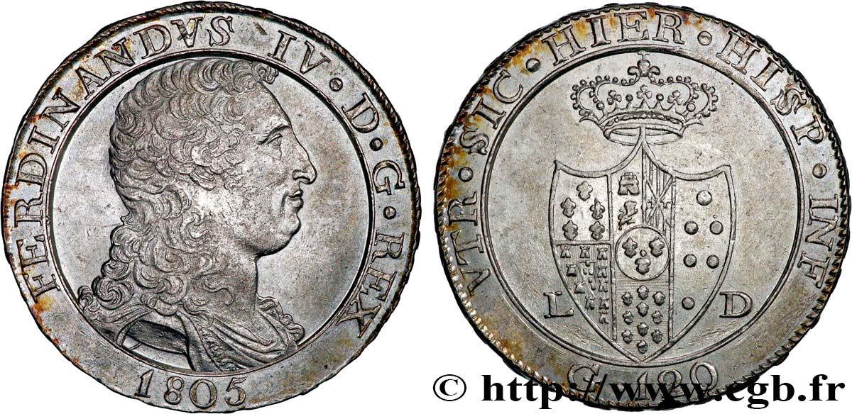 ITALY - KINGDOM OF NAPLES 1 Piastre de 120 Grana 1805  AU 