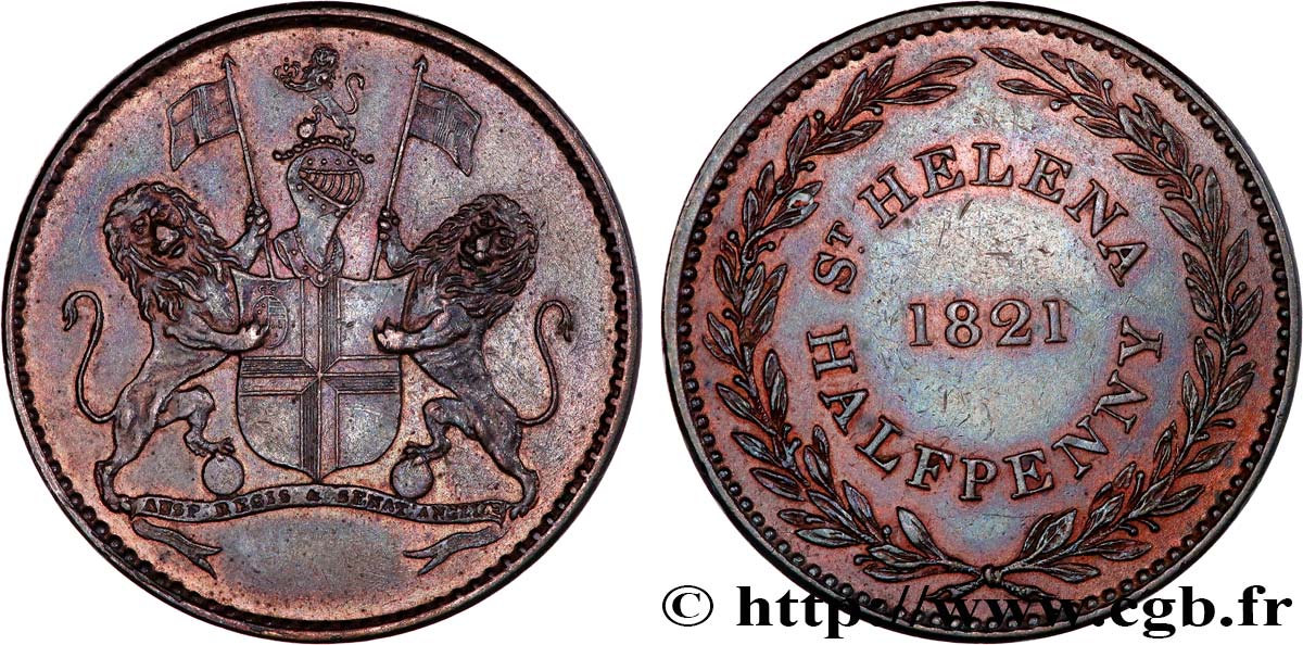 ST HELENA 1/2 Penny 1821  AU 