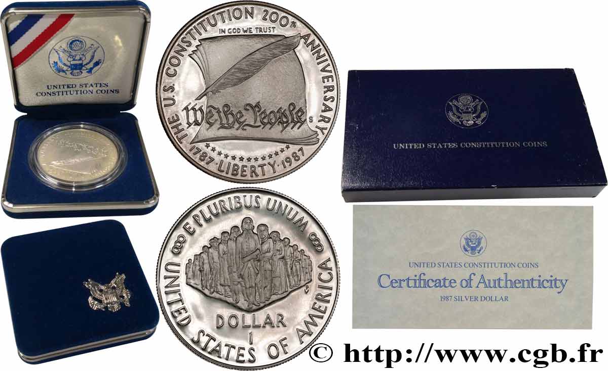 UNITED STATES OF AMERICA 1 Dollar PROOF Bicentennaire de la constitution 1987 S- San Francisco MS 