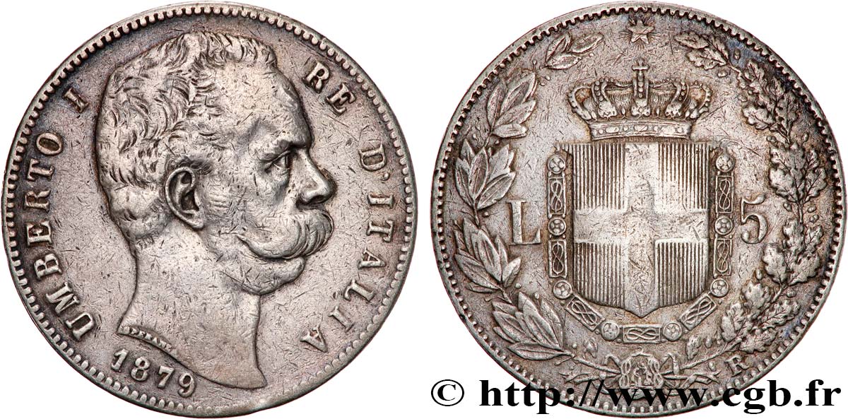 ITALIE - ROYAUME D ITALIE - HUMBERT Ier 5 Lire 1879 Rome TB+
