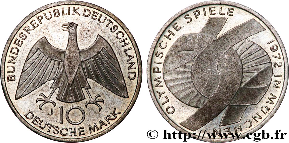ALLEMAGNE 10 Mark Proof XXe J.O. Munich - L’idéal Olympique 1972 Hambourg - J SUP