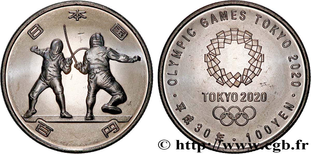 GIAPPONE 100 Yen Jeux Olympiques Tokyo 2020 - Escrime (2018) Hiroshima MS 