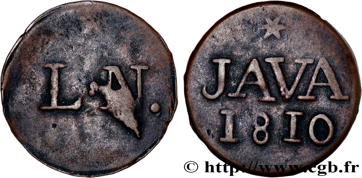 INDIE OLANDESI 1 Duit Louis Napoléon pour Java 1810 Harderwijk q.SPL 