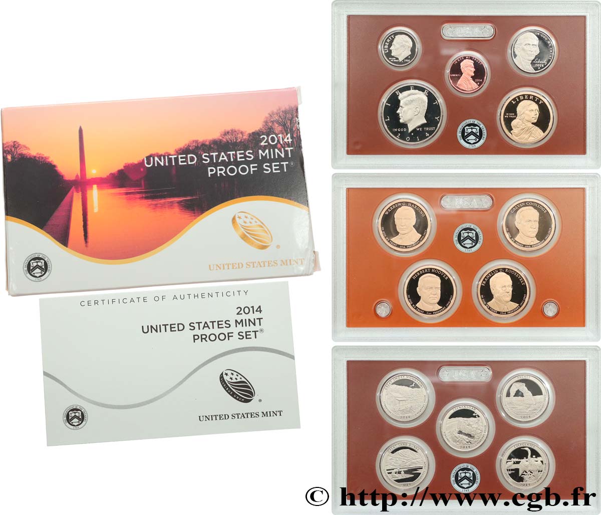 UNITED STATES OF AMERICA PROOF SET - 14 monnaies 2014 S- San Francisco MS 