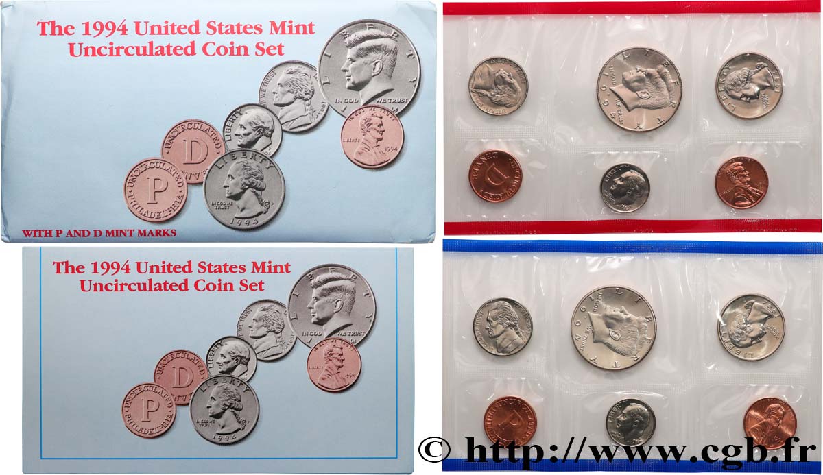 UNITED STATES OF AMERICA Série 12 monnaies - Uncirculated  Coin 1994  MS 