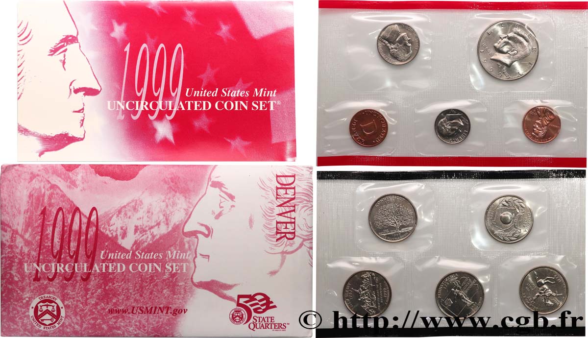 ÉTATS-UNIS D AMÉRIQUE Série 10 monnaies - Uncirculated  Coin 1999  FDC 
