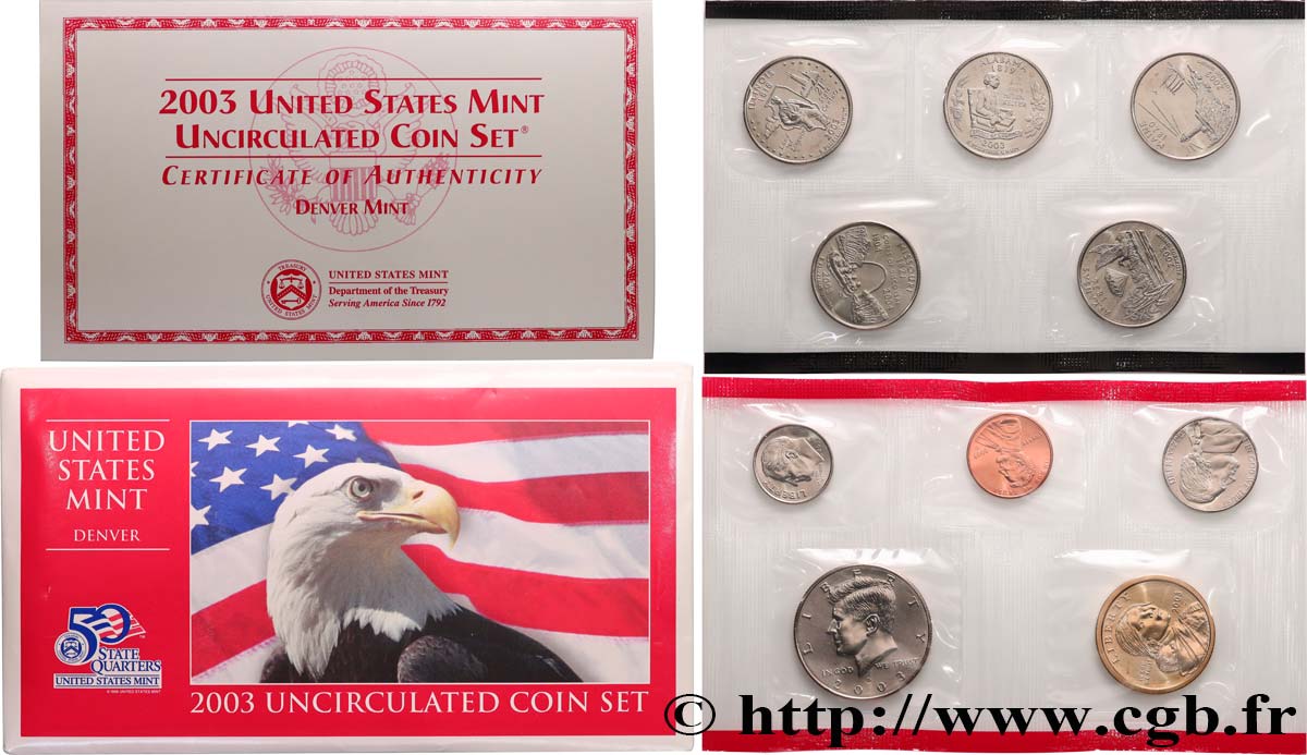 UNITED STATES OF AMERICA Série 10 monnaies - Uncirculated Coin set 2003 Denver MS 