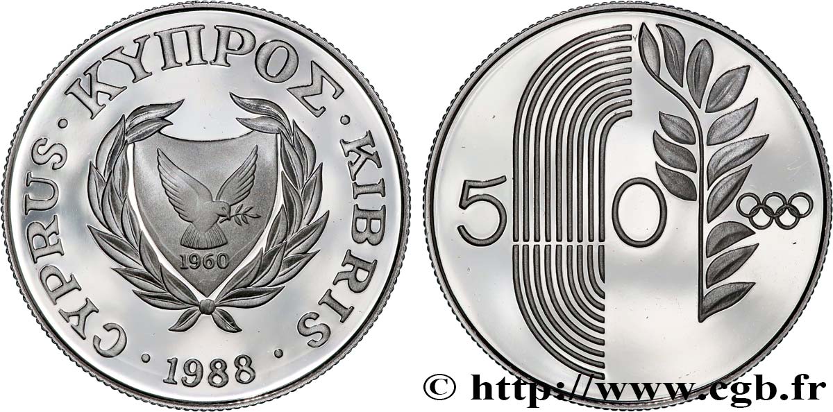 ZYPERN 50 Cents Proof Jeux Olympiques de Séoul 1988  fST 