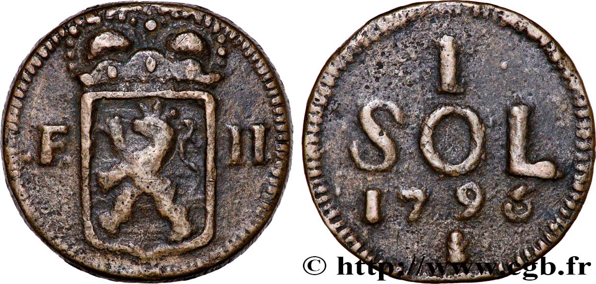 LUXEMBOURG - SIEGE OF LUXEMBOURG 1 sol 1795  XF 