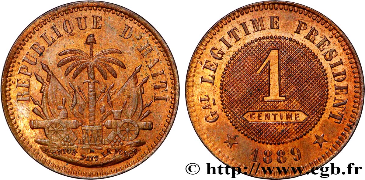 HAITI Essai en cuivre 1 Centime  1889  SPL 